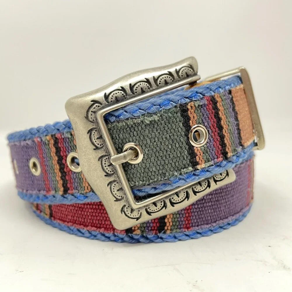 Century Canada Southwestern Belt Size Small Aztec Boho Silver Hardware Sz S